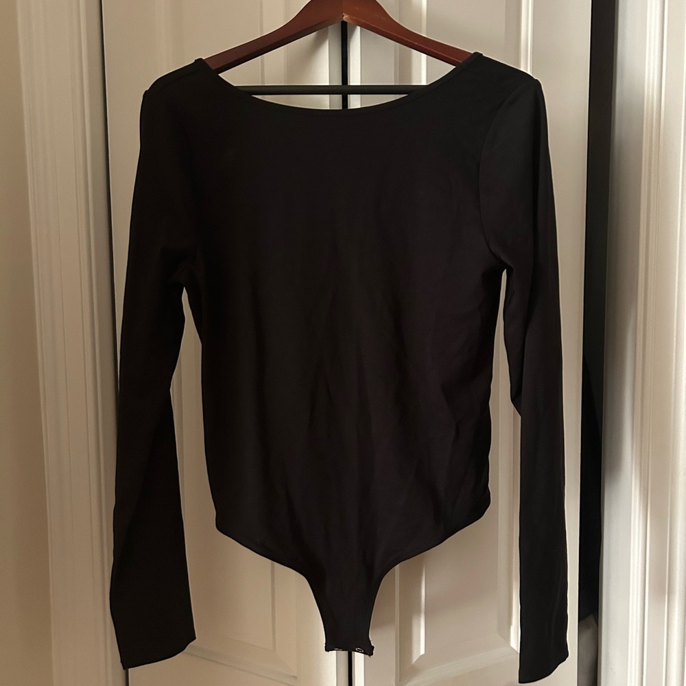 J. Crew Classic Black Bodysuit. Stylish scoop back. Size L